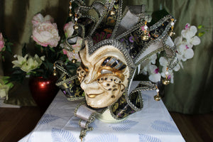 Jester mask (mix color: silver, black, pink)