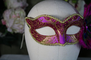Mardi Gras Eye Mask with feather