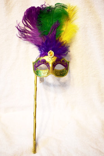 Venetian Style Stick Mask w/ Holding Stick