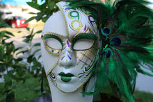 Venetian Style (Half) Mask w/ Peacock Feathers
