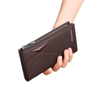 New RFID high quality genuine leather men's wallet fashion design long wallet mobile phone credit card wallet clutch bag