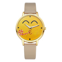 Neutral Cute Expression Fashion Leather Quartz Wrist Watch design leather watch 2017 fashion leisure quartz lovely watch