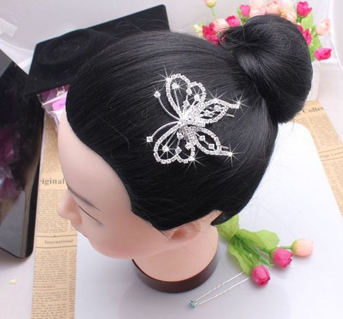 New Fashion Women Elegant Butterfly Crystal Rhinestone Hair Comb Clip