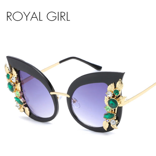 ROYAL GIRL New Cat Eye Sunglasses for Women Luxury Brand Designer Sun Glasses Mirror Shades lunette femme Oculos ss003