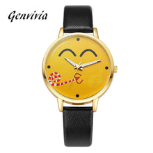 Neutral Cute Expression Fashion Leather Quartz Wrist Watch design leather watch 2017 fashion leisure quartz lovely watch