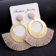 Openwork Style Big Circle Crystal Tassel Dangle Stud Earrings Fashion Jewelry