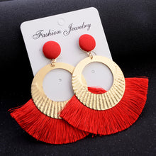 Openwork Style Big Circle Crystal Tassel Dangle Stud Earrings Fashion Jewelry