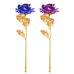 24k Gold Foil Plated Rose Dipped Rose Artificial Flower Creative Gift For Valentine's Day Craft Birthday Home Decoration